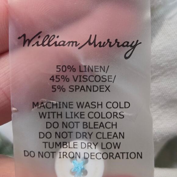 William Murray Bill Linen Hawaiian Button Down Shirt Golf Palm Trees Green XL - Picture 8 of 10